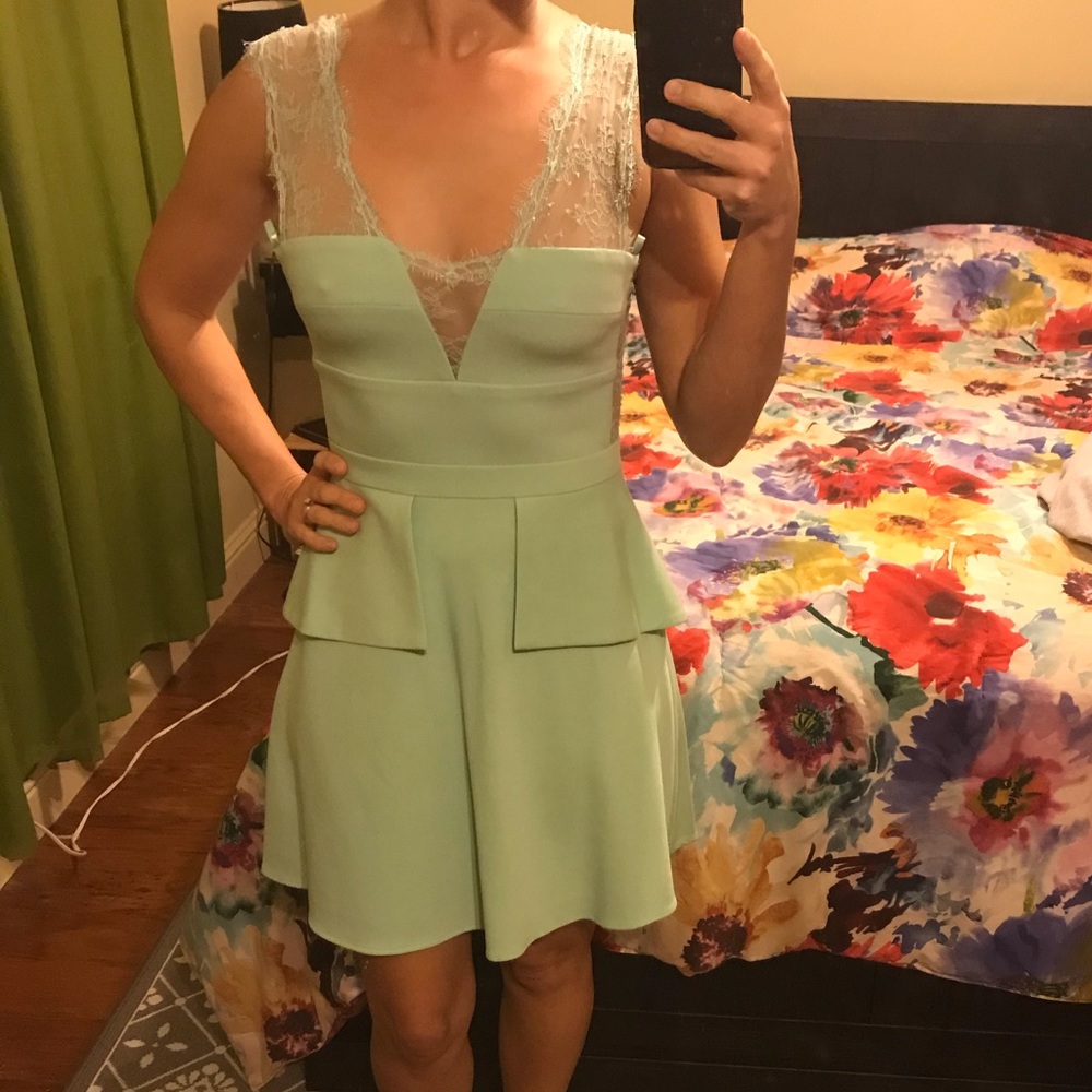 Stunning Mint Green BCBG Leeann Peplum Dress